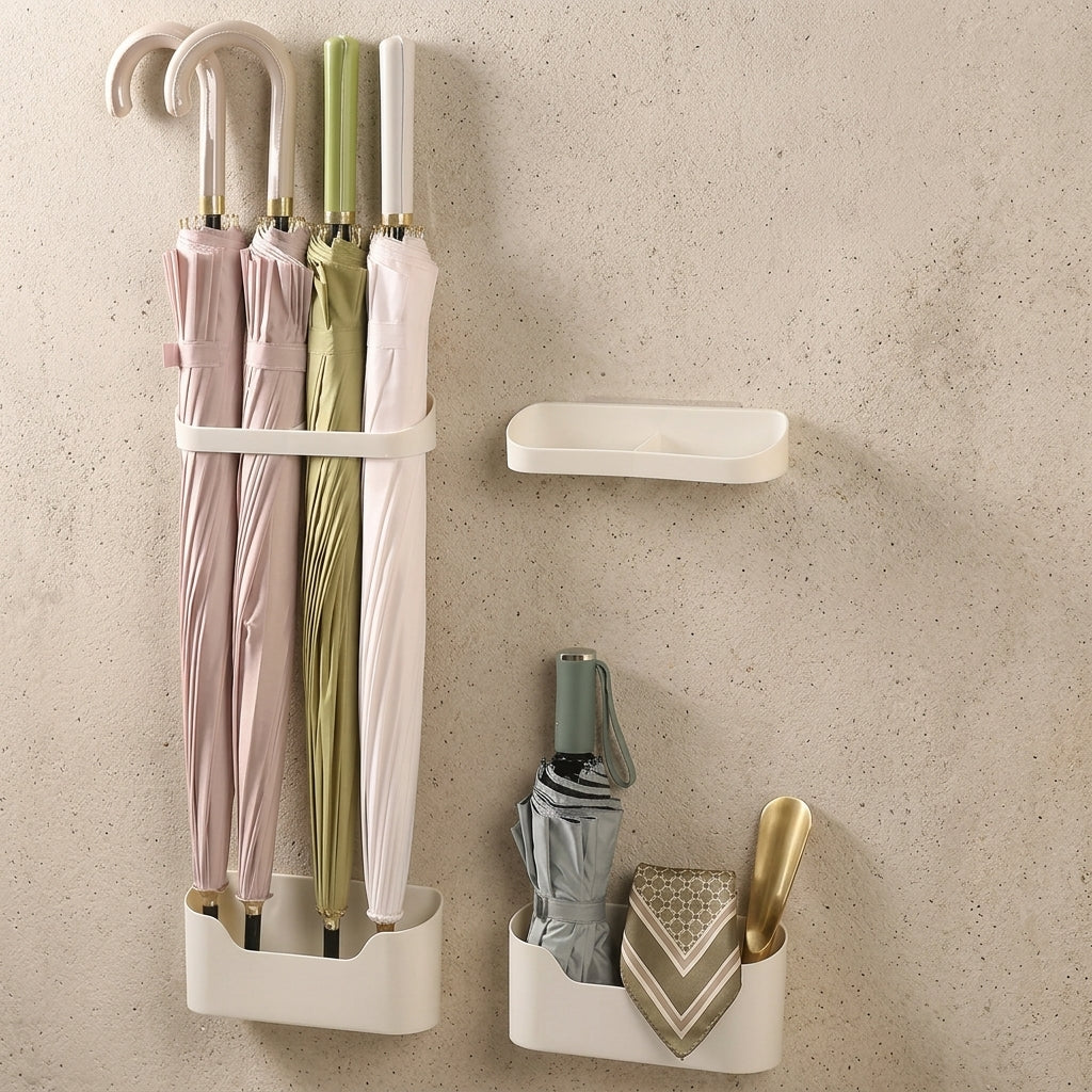 Punch Free Wall Mount Umbrella Holder Simple Draining Bucket For Front Door