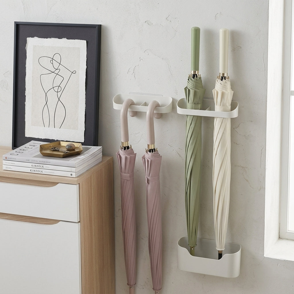 Punch Free Wall Mount Umbrella Holder Simple Draining Bucket For Front Door