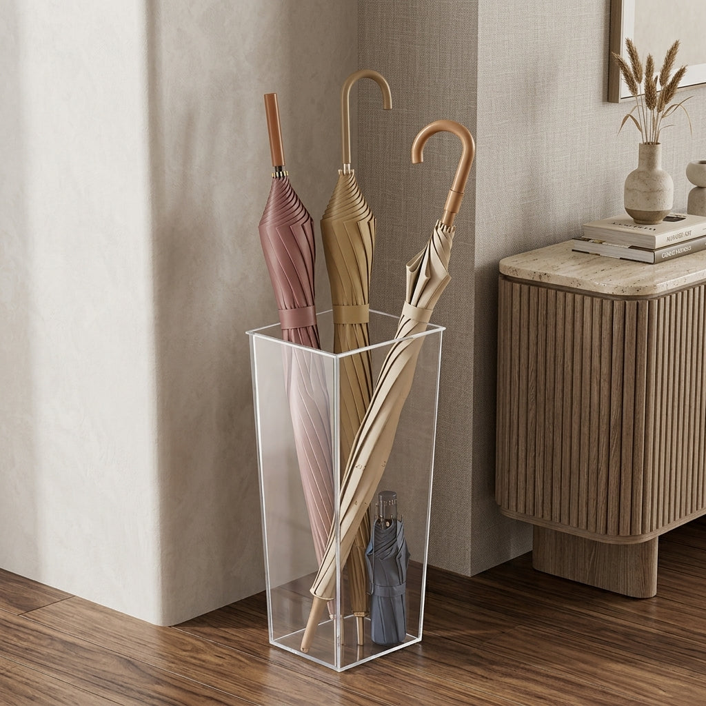 Large Capacity Clear Draining Umbrella Bucket Freestanding Long Umbrella Storage